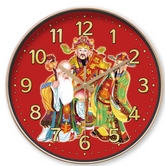 Red God of Wealth Wall Clock, Silent, Battery-Powered - Golden Accents, Perfect Holiday Gift for Living Room, Bedroom, Kitchen, Office Decor